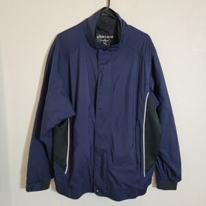 DryJoy FootJoy Blue Golf Jacket Athletic Full Zip Snap Large Water Resistant EUC